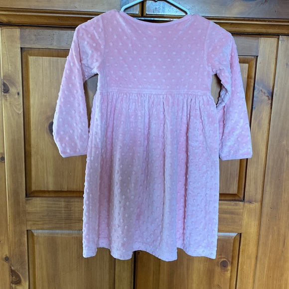 Girls Light Pink Polka Dot Long Sleeve Dress - Picture 2 of 4